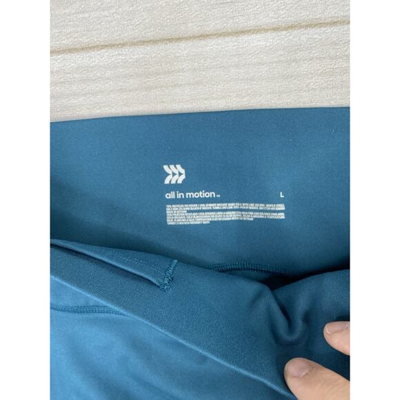 All in Motion Womens Leggings L Blue High Rise Blue Athleisure Pockets Gym - Picture 3 of 8